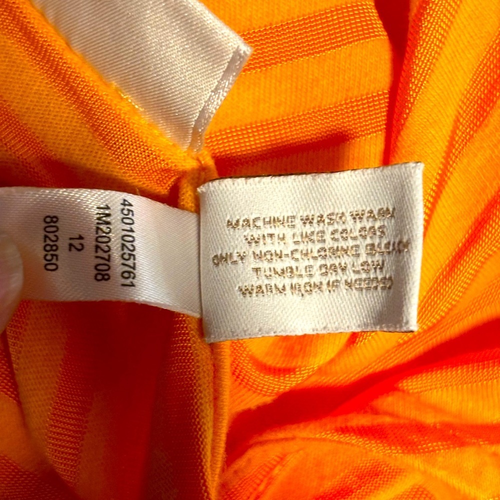 Chico's Vibrant Orange Striped Blouse Size 1 - Picture 4 of 4